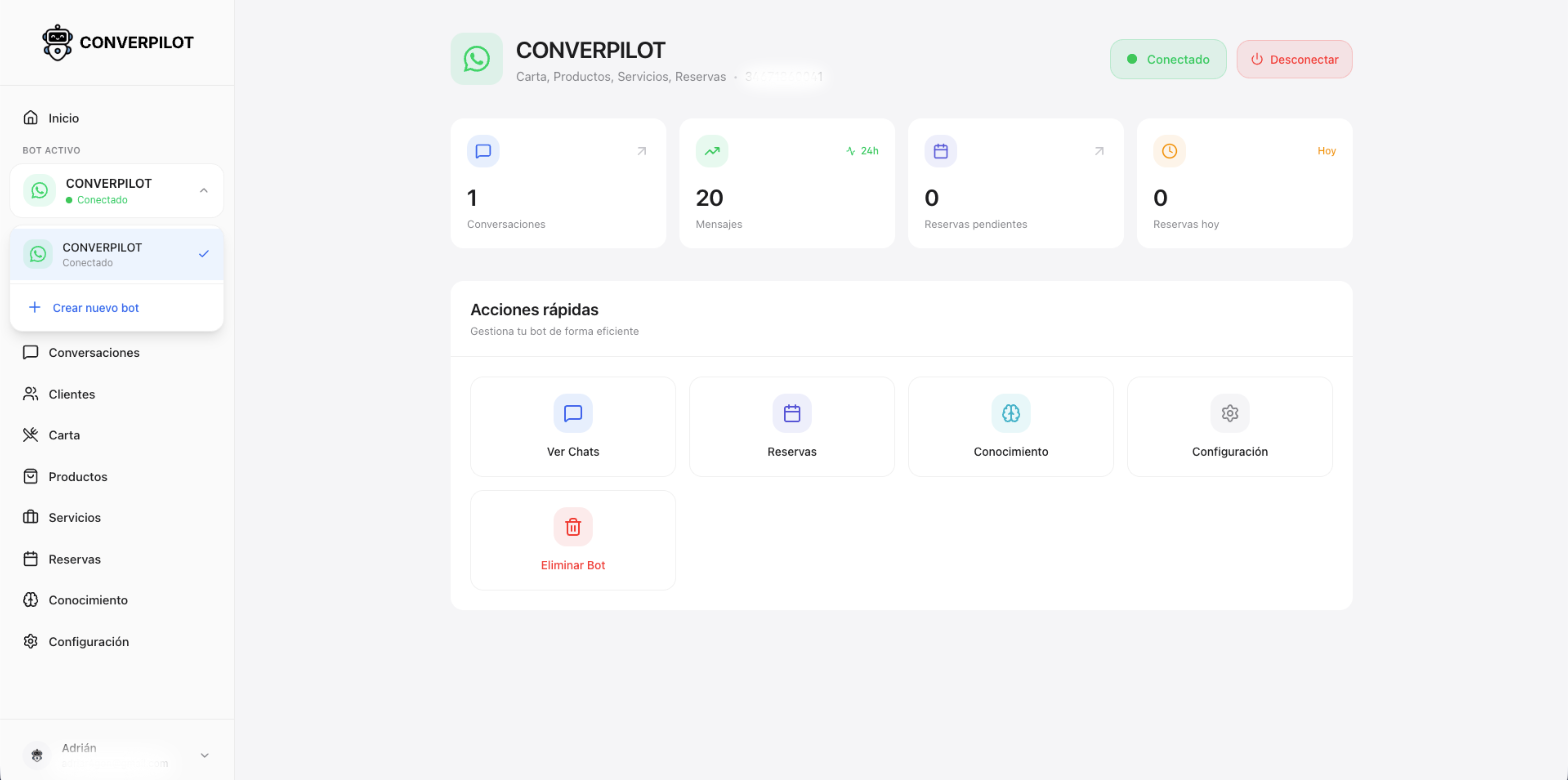Chatbot WhatsApp con inteligencia artificial - Interfaz de conversación automatizada para negocios