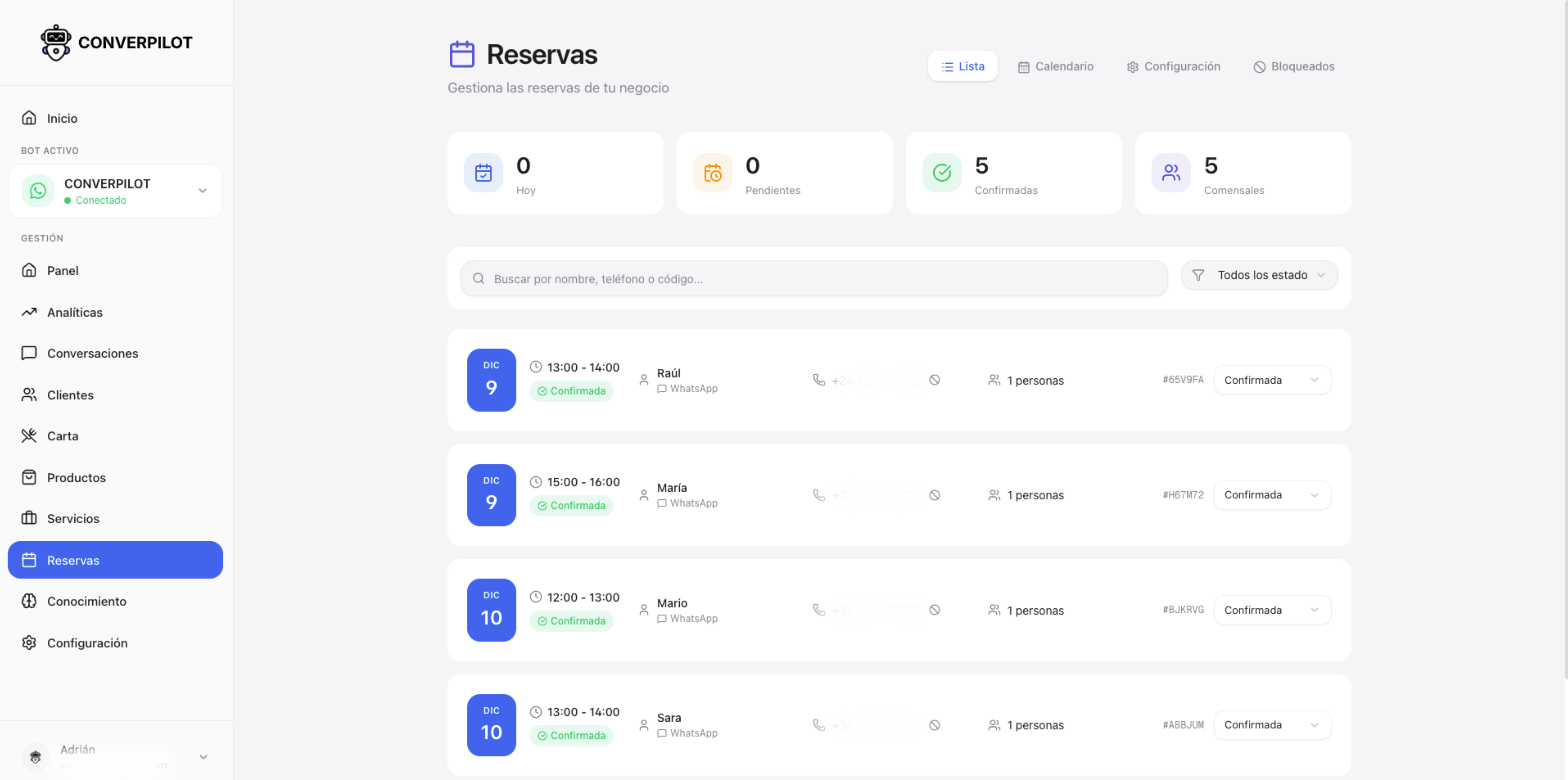 Sistema de reservas WhatsApp automático